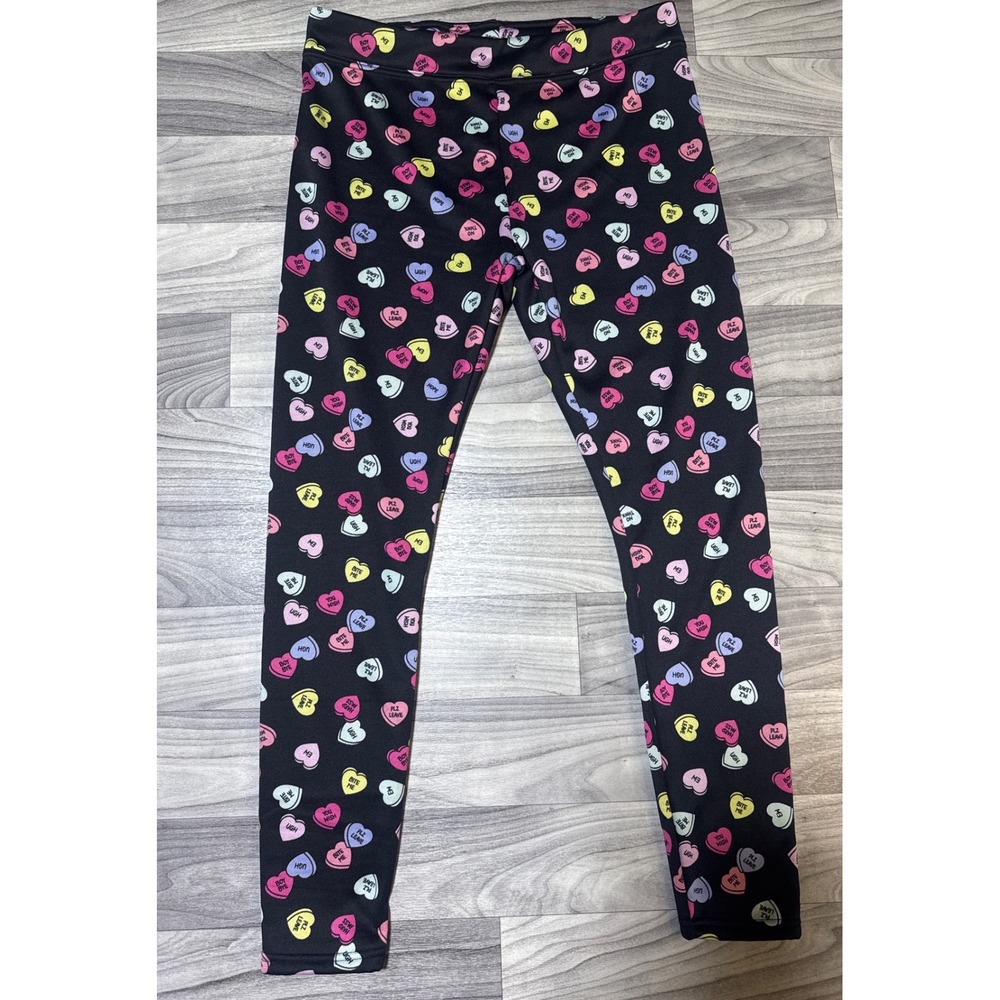 Serra Valentines Day Candy Conversation Hearts Fleece Lined Leggings Black L